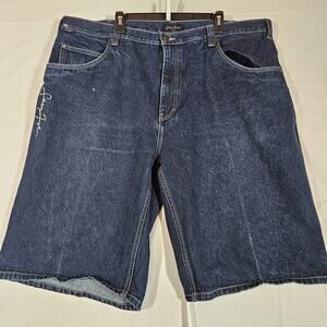 Sean John Shorts Mens 44 Blue Denim Bermuda Relaxed Fit Big & Tall Logo